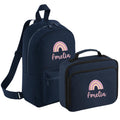 Embroidered Girls Personalised Pink Rainbow Name Backpack & Lunch Bag Set Custom School Rucksack Nursery Bag