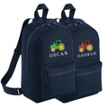 Embroidered Kids Tractor Personalised Name Mini Backpack Boys Custom School Rucksack Nursery Bag