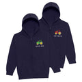 Embroidered Tractor Personalised Name Boys Zip Hoodie Navy Kids Custom Text Farm Jacket