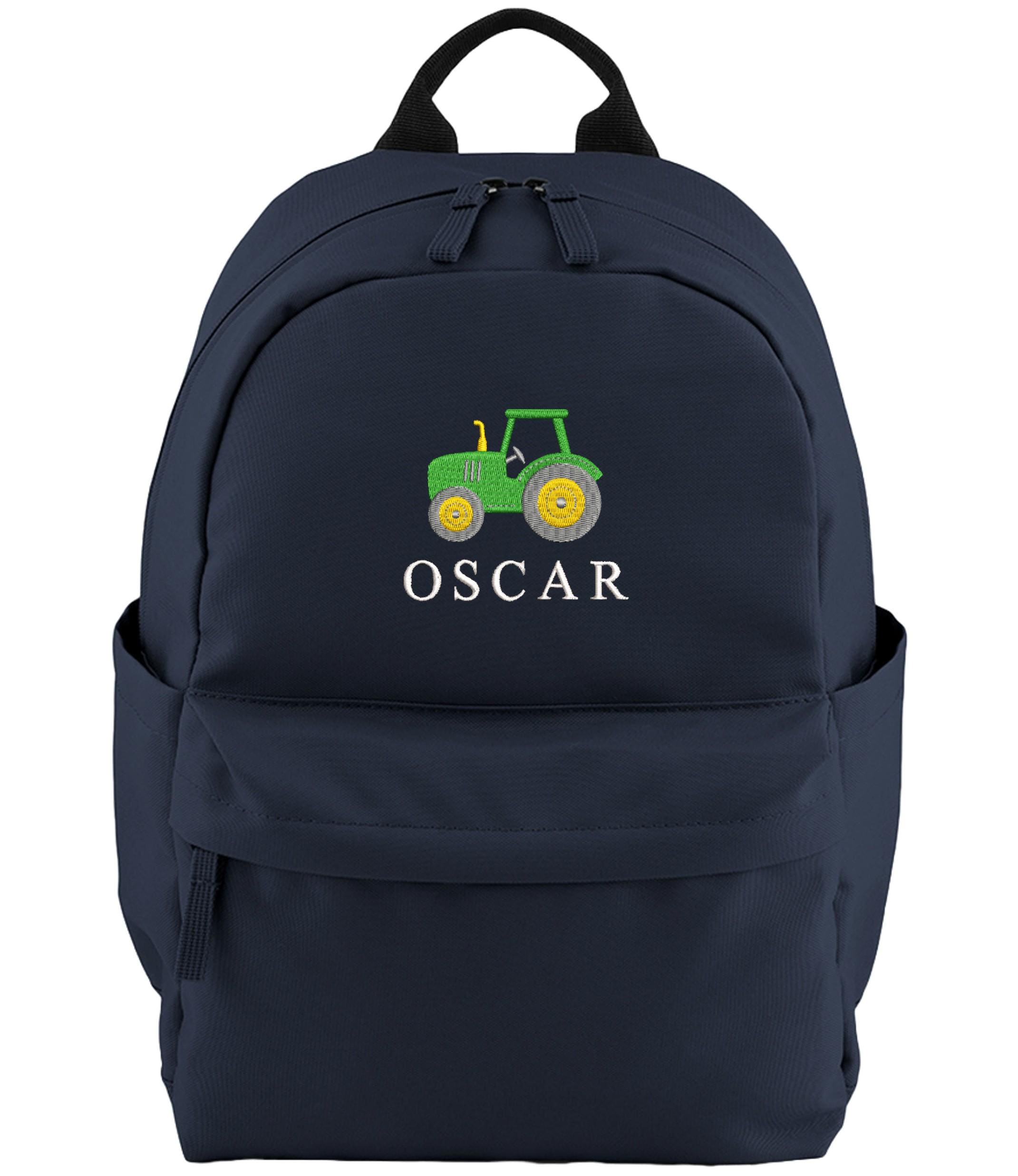 Embroidered Kids Tractor Personalised Name Small Backpack Boys Custom School Rucksack Nursery Bag