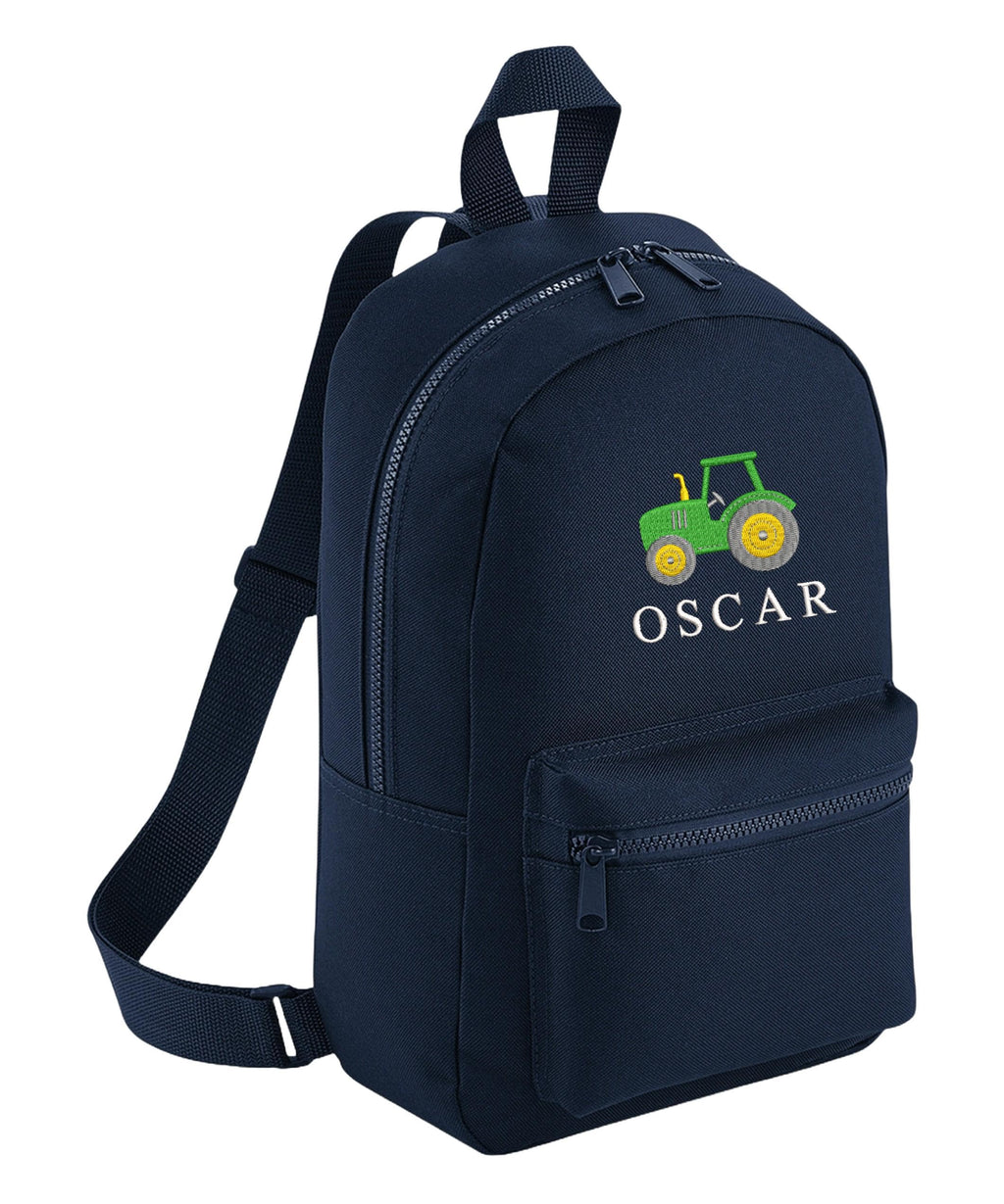 Embroidered Tractor Kids Personalised Name Backpack & Lunch Bag Set Boys Navy Custom School Rucksack Nursery Bag