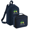 Embroidered Tractor Kids Personalised Name Backpack & Lunch Bag Set Boys Navy Custom School Rucksack Nursery Bag