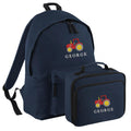 Embroidered Tractor Kids Personalised Name Backpack & Lunch Bag Set Boys Navy Custom School Rucksack Nursery Bag