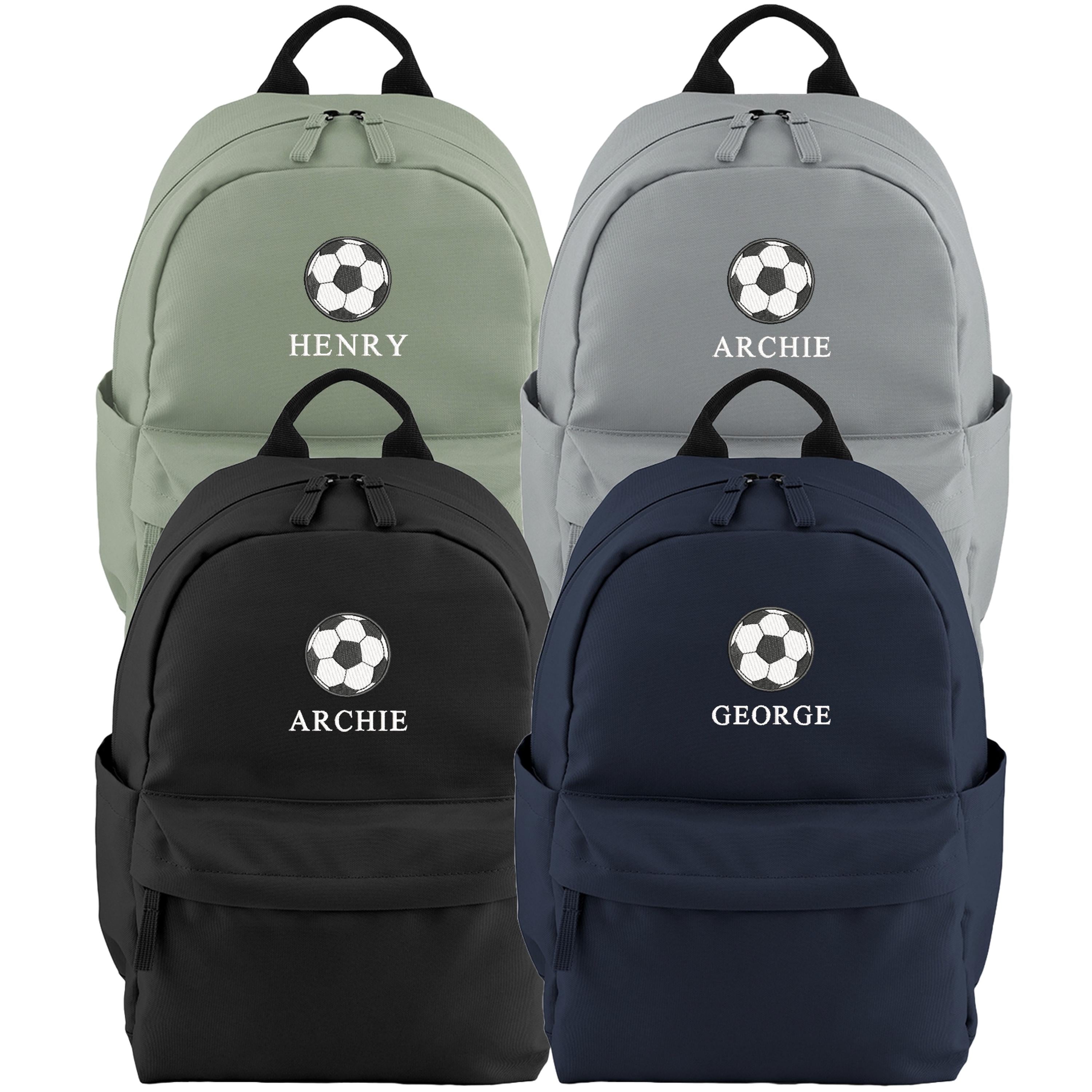 Embroidered Kids Football Personalised Name Small Backpack Boys Custom School Rucksack Nursery Bag