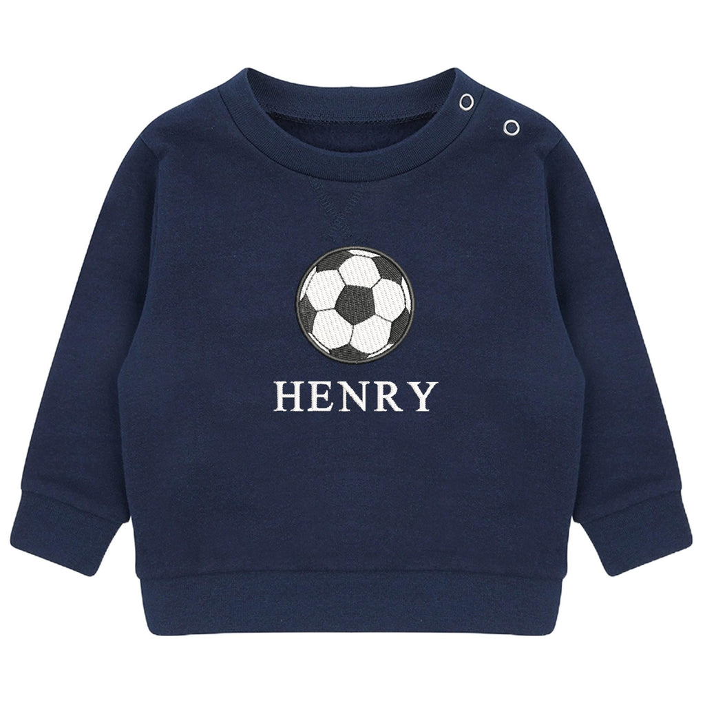 Embroidered Personalised Name Football Boys Sustainable Sweatshirts Baby and Toddler Custom Jumper Gift