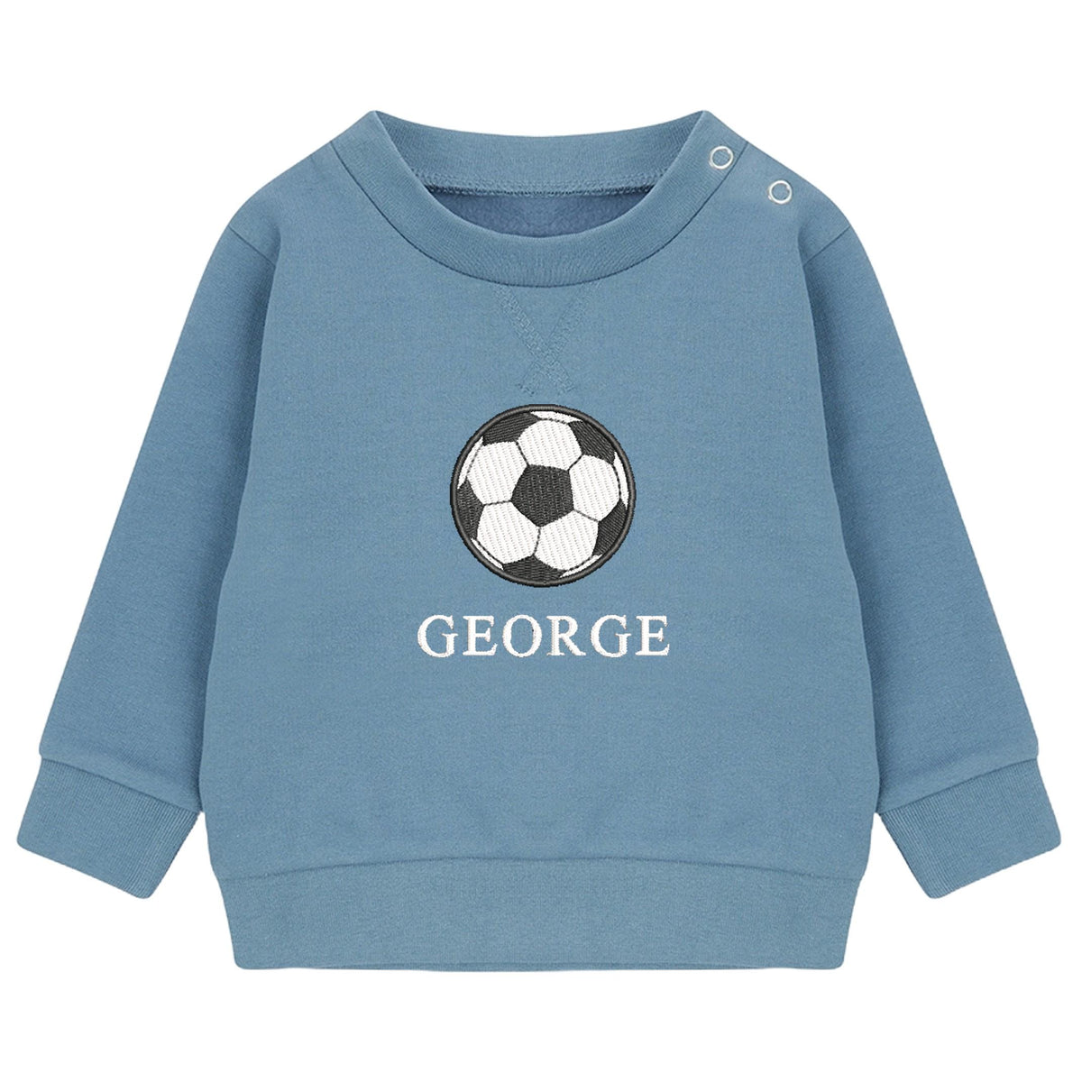 Embroidered Personalised Name Football Boys Sustainable Sweatshirts Baby and Toddler Custom Jumper Gift