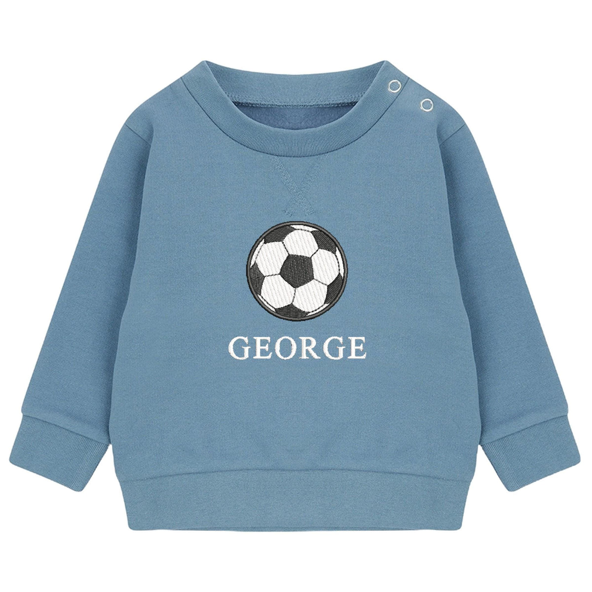 Embroidered Personalised Name Football Boys Sustainable Sweatshirts Baby and Toddler Custom Jumper Gift