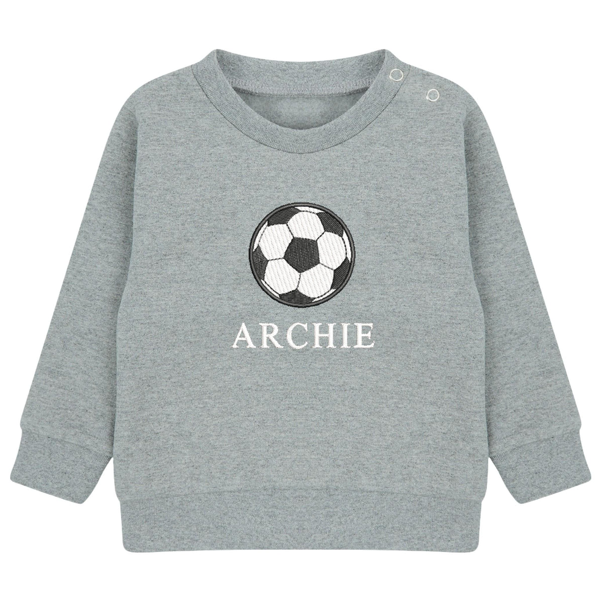 Embroidered Personalised Name Football Boys Sustainable Sweatshirts Baby and Toddler Custom Jumper Gift