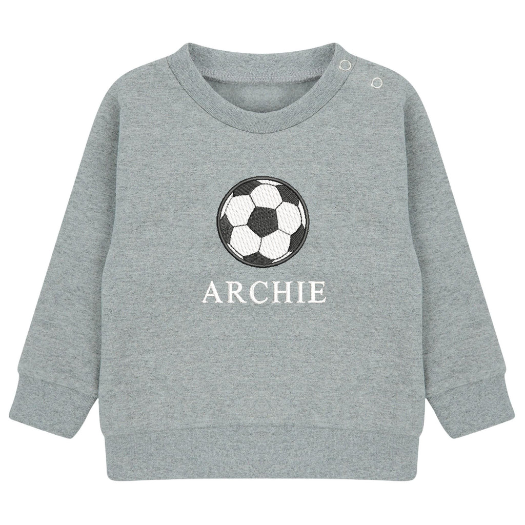 Embroidered Personalised Name Football Boys Sustainable Sweatshirts Baby and Toddler Custom Jumper Gift