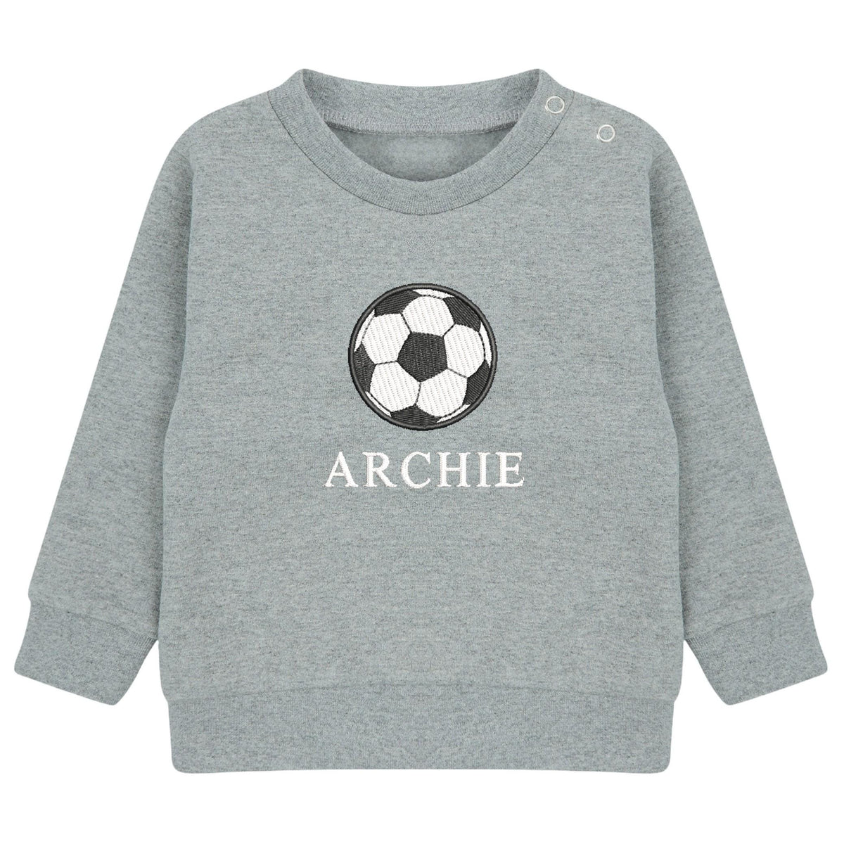 Embroidered Personalised Name Football Boys Sustainable Sweatshirts Baby and Toddler Custom Jumper Gift