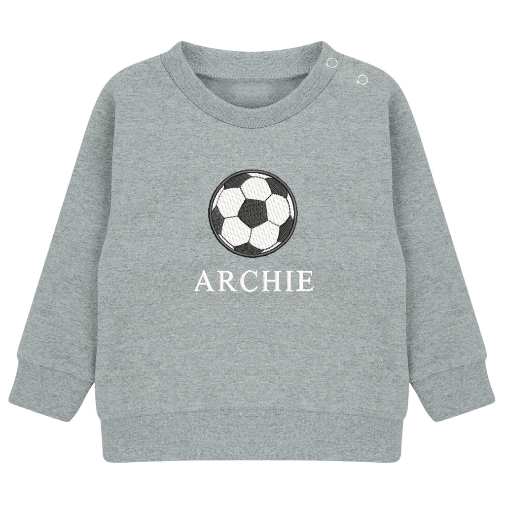 Embroidered Personalised Name Football Boys Sustainable Sweatshirts Baby and Toddler Custom Jumper Gift