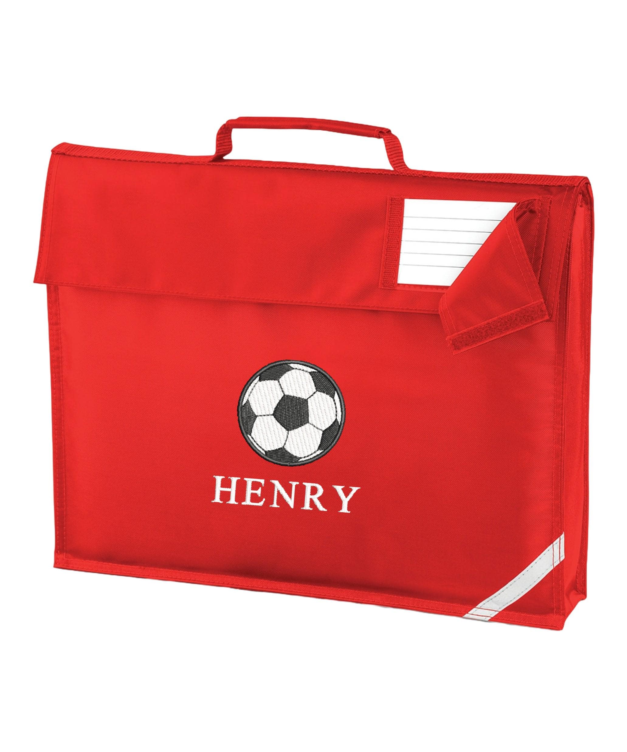 Embroidered Football Kids Personalised Name Book Bag Boys Girls Custom School Bag