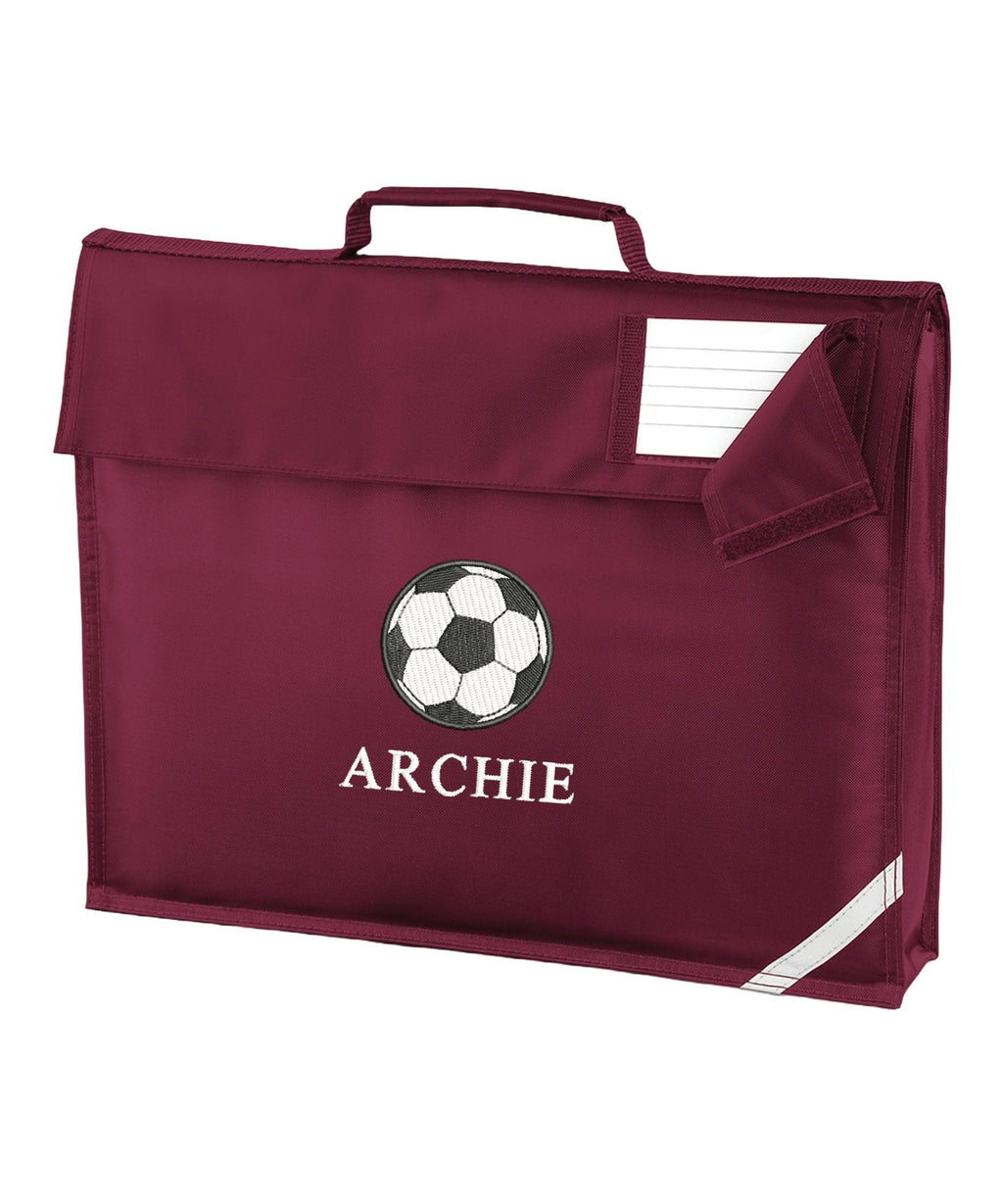 Embroidered Football Kids Personalised Name Book Bag Boys Girls Custom School Bag