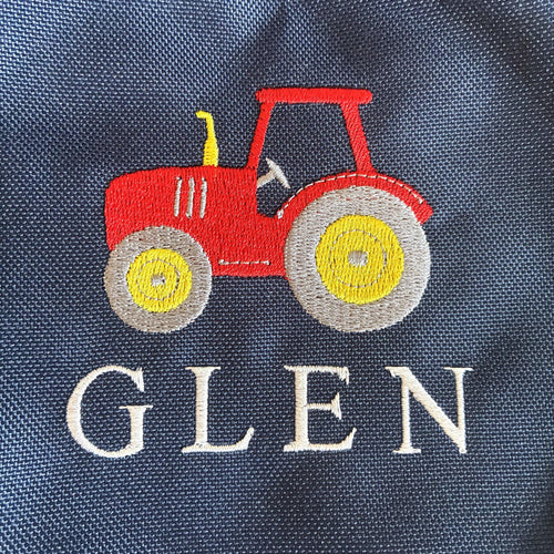 Embroidered Boys Personalised Tractor Name Lunch Cool Bag Box Custom Text School Nursery