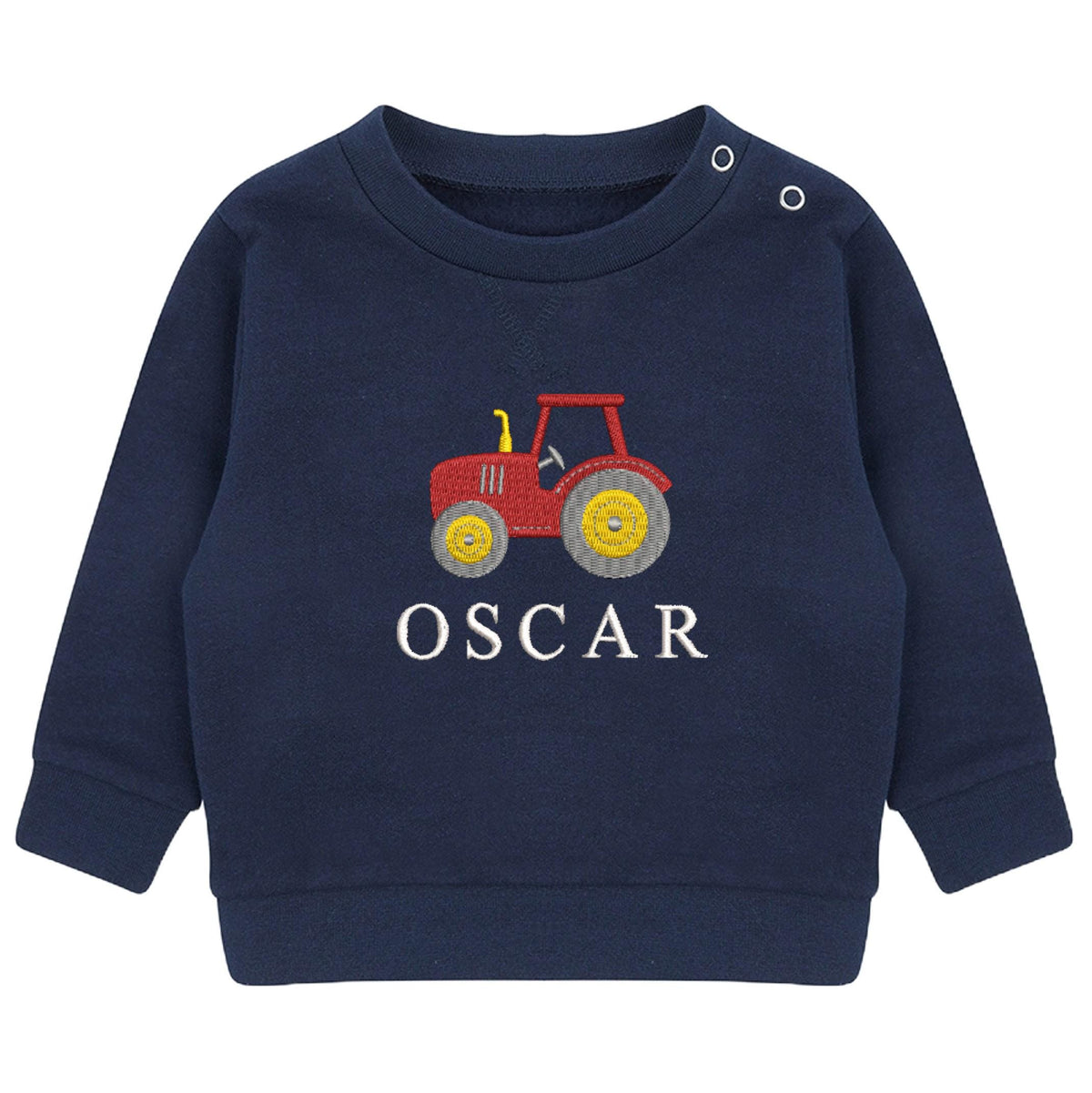 Embroidered Personalised Name Boys Sustainable Sweatshirt and Joggers Set Baby & Toddler Custom Text Tractor Cute Farm Outfit