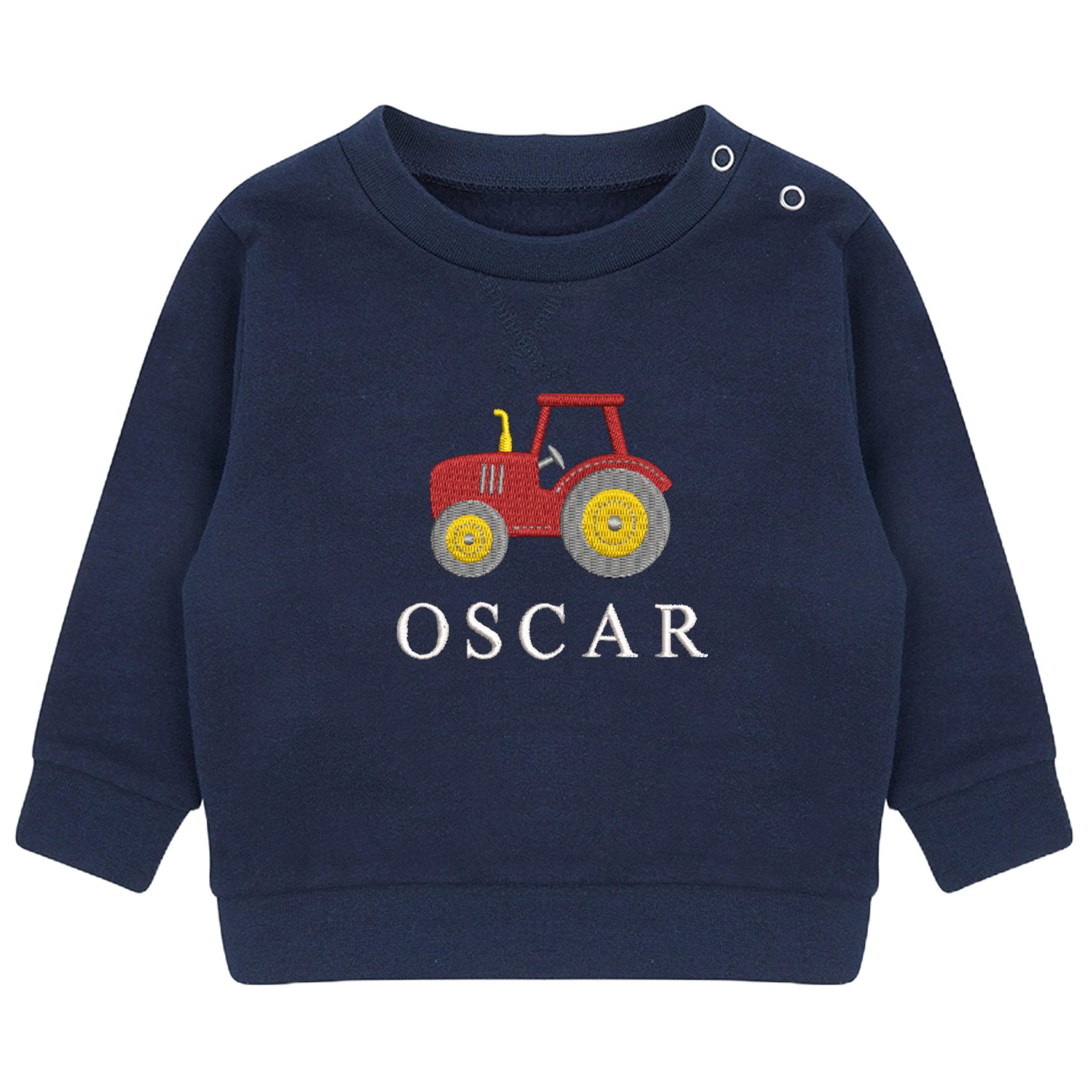 Embroidered Personalised Name Boys Sustainable Sweatshirt and Joggers Set Baby & Toddler Custom Text Tractor Cute Farm Outfit