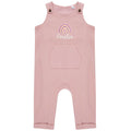 Embroidered Girls Personalised Pink Rainbow Name Baby & Toddler Organic Cotton Dungarees Custom Text Gift