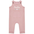 Embroidered Girls Personalised Pink Floral Name Baby & Toddler Organic Cotton Dungarees Custom Text Gift