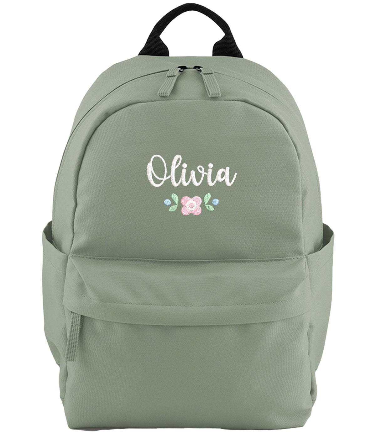 Embroidered Girls Personalised Pink Floral Name Small Backpack Custom Text School Rucksack Nursery Bag