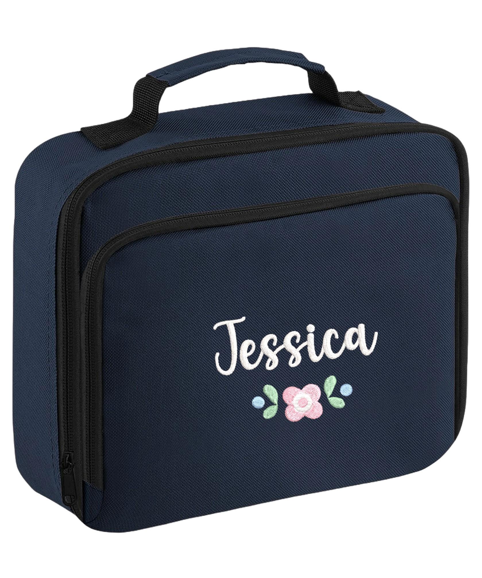 Embroidered Personalised Pink Floral Name Junior Backpack & Lunch Bag Set Girls Custom School Rucksack Nursery Bag