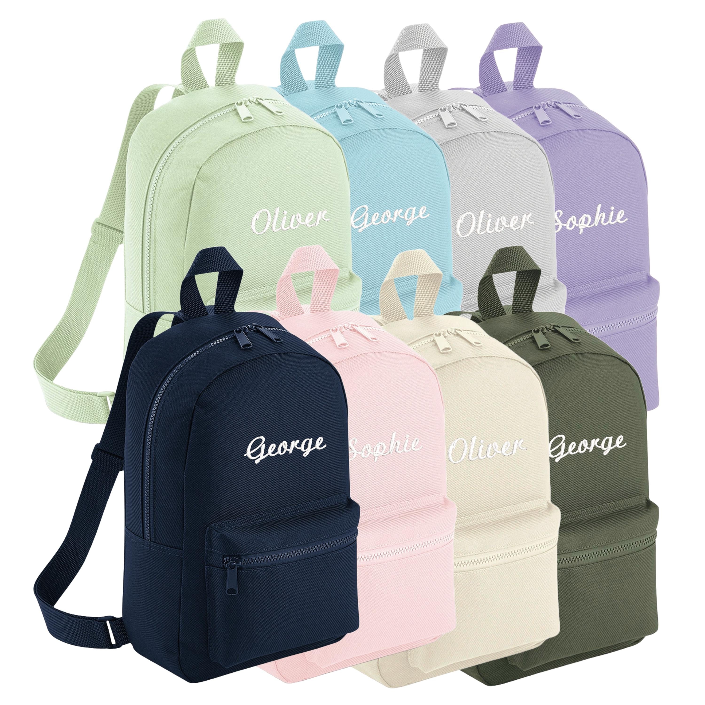 Embroidered Kids Personalised Name Mini Backpack Custom Text School Rucksack Nursery Bag
