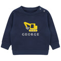 Embroidered Personalised Name Boys Sustainable Sweatshirt Baby & Toddler Custom Text Digger Gift