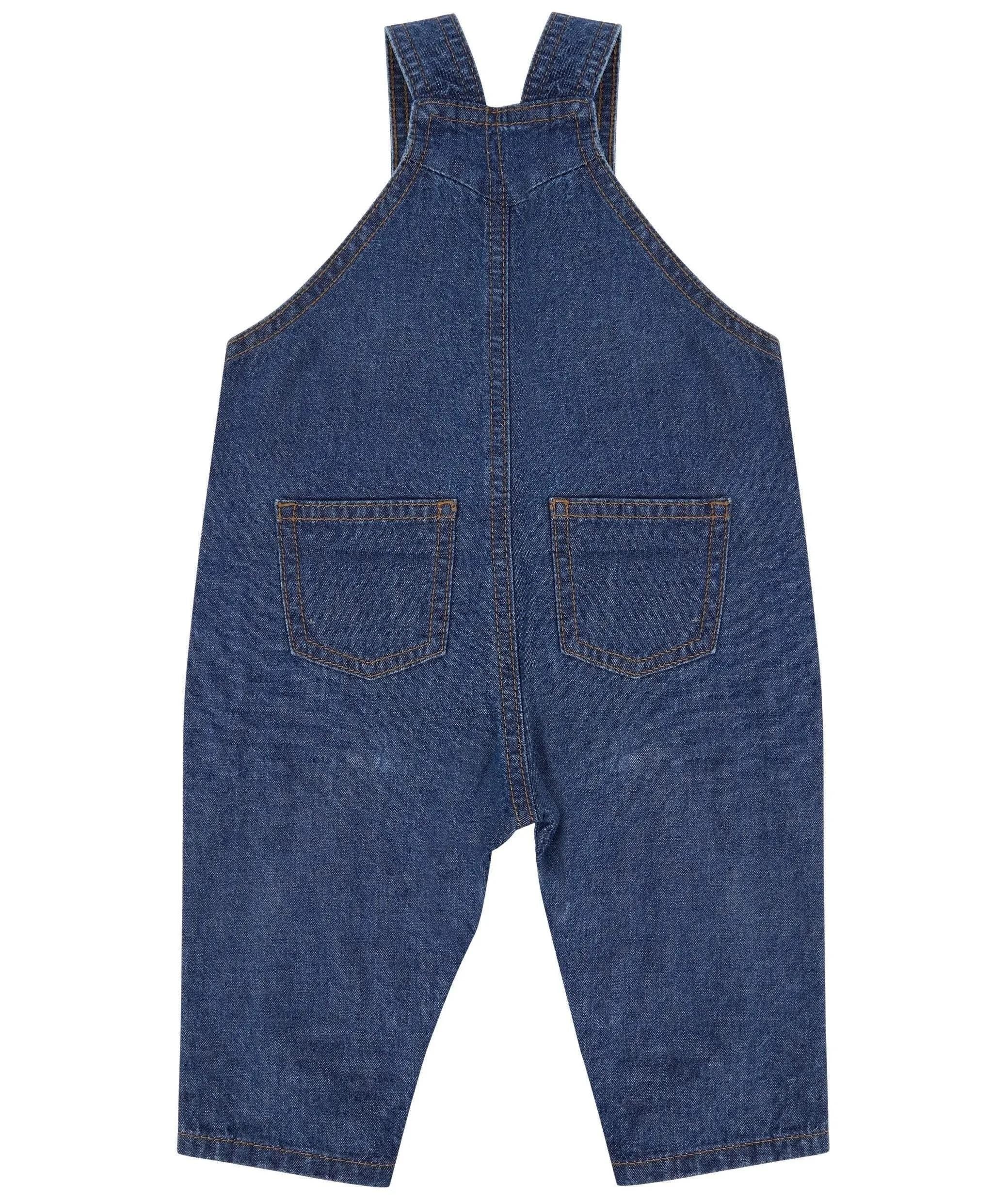 Embroidered Car Personalised Name Baby & Toddler Cotton Denim Dungarees Custom Text Boys Gift
