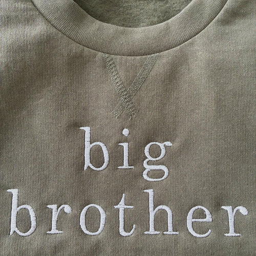 Embroidered Big & Little Brother Boys Sustainable Sweatshirts Khaki Baby and Toddler Matching New Siblings