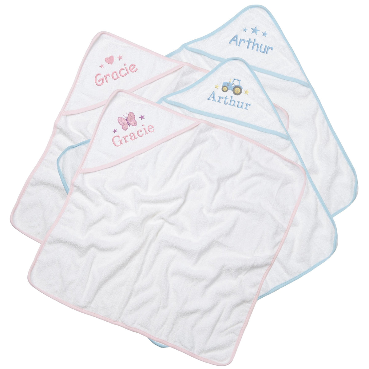 Embroidered Personalised Name Babies Hooded Towel 100% Cotton Newborn Gift