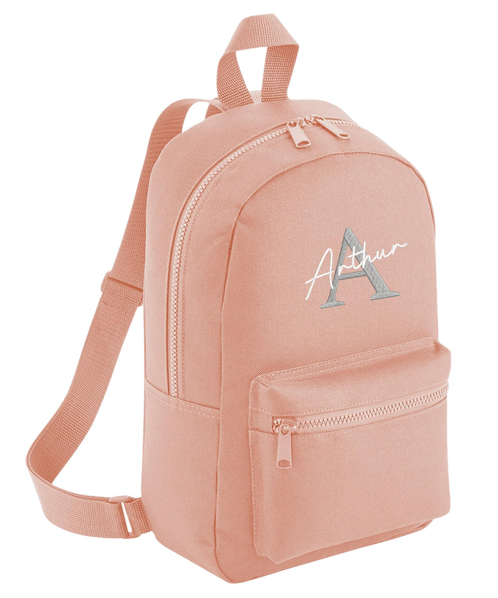 Embroidered Kids Personalised Initial Name Mini Backpack Custom Text School Rucksack Nursery Bag