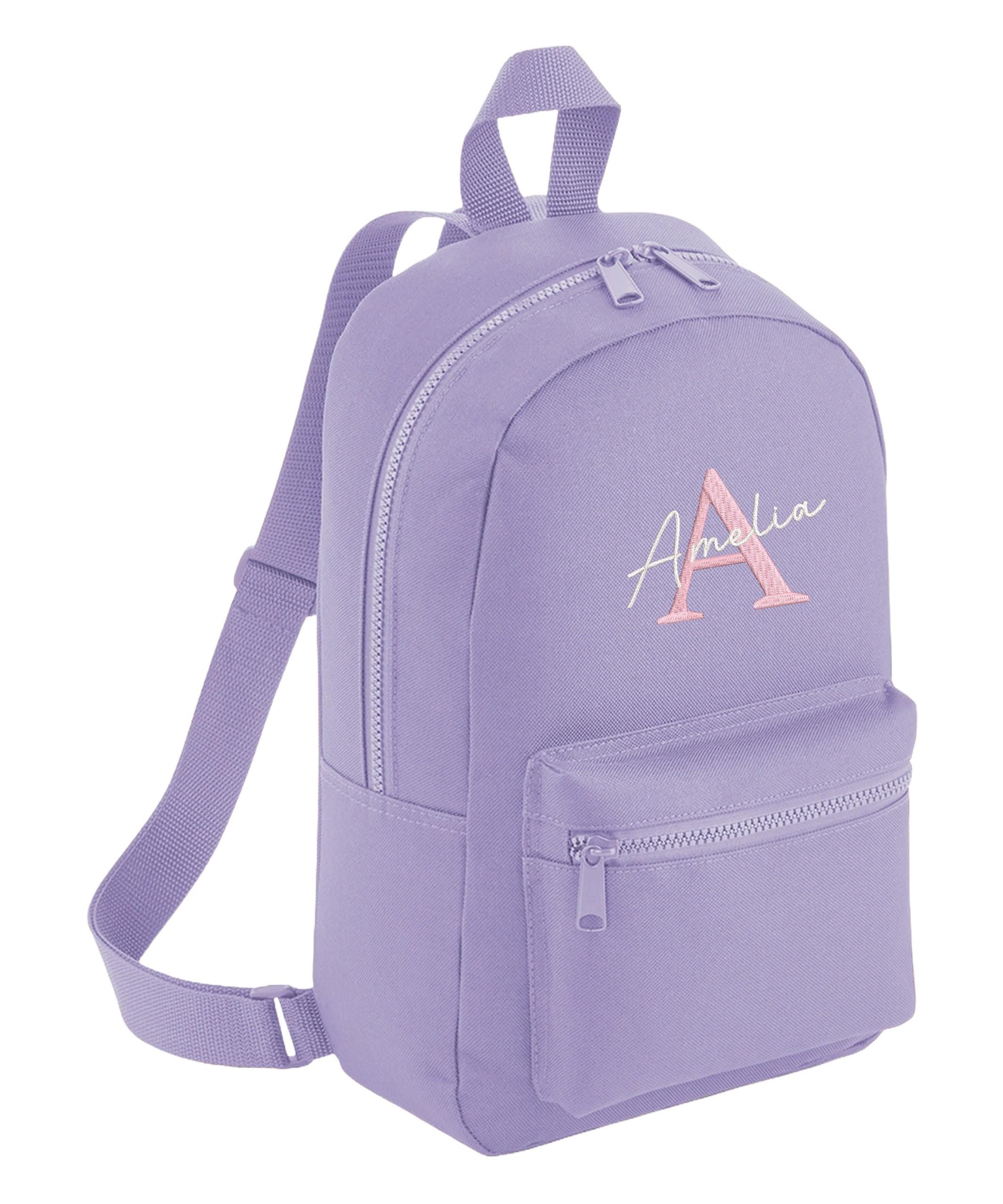 Embroidered Girls Personalised Initial Name Mini Backpack Custom Text School Rucksack Nursery Bag