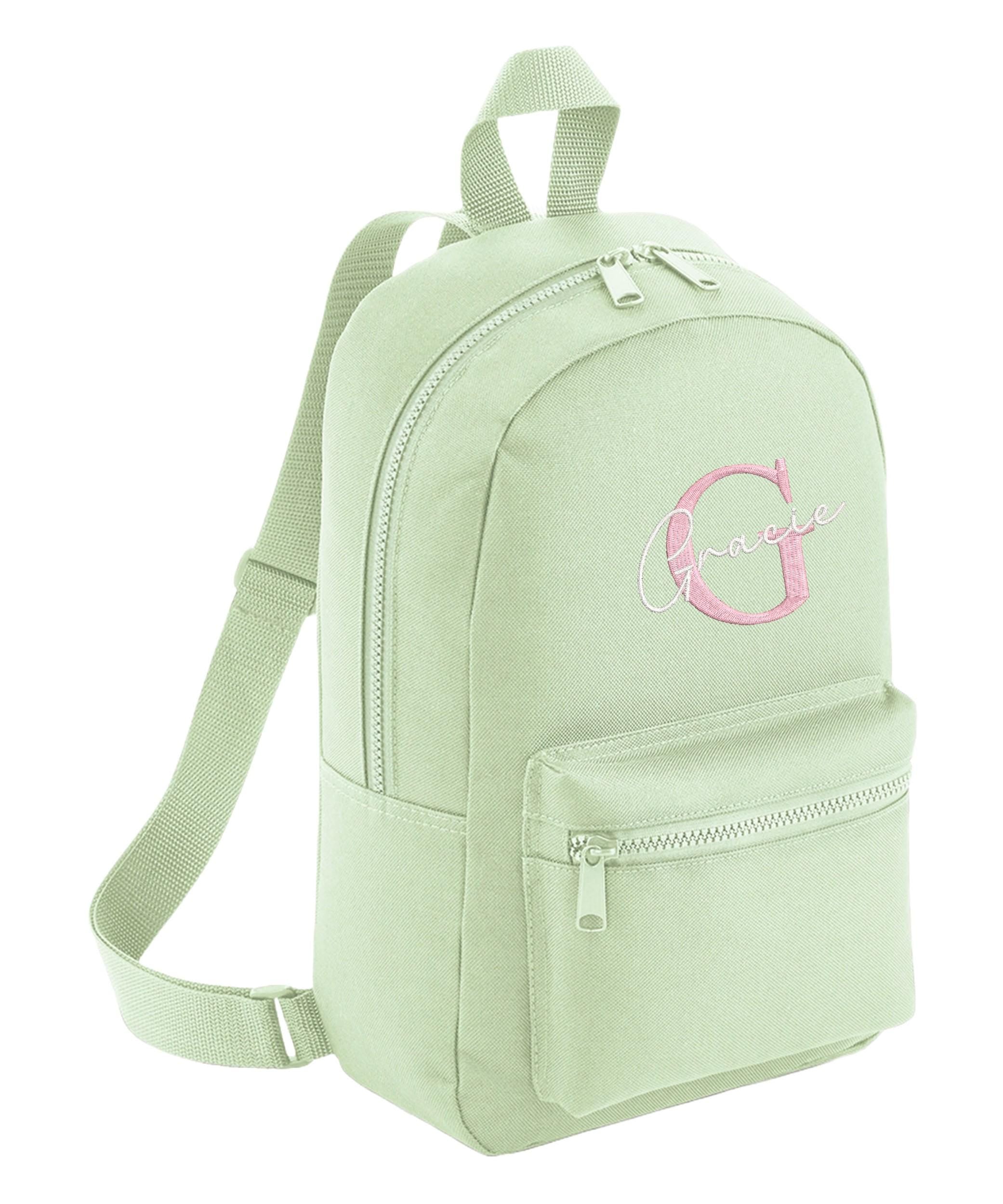 Embroidered Girls Personalised Initial Name Mini Backpack Custom Text School Rucksack Nursery Bag