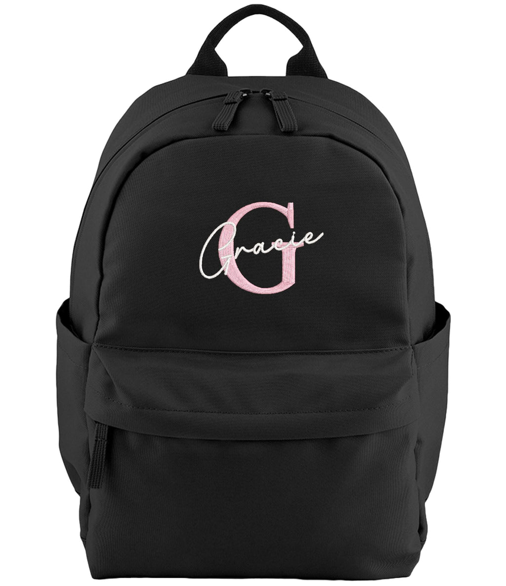Embroidered Girls Personalised Initial Name Small Backpack Custom Text School Rucksack Nursery Bag