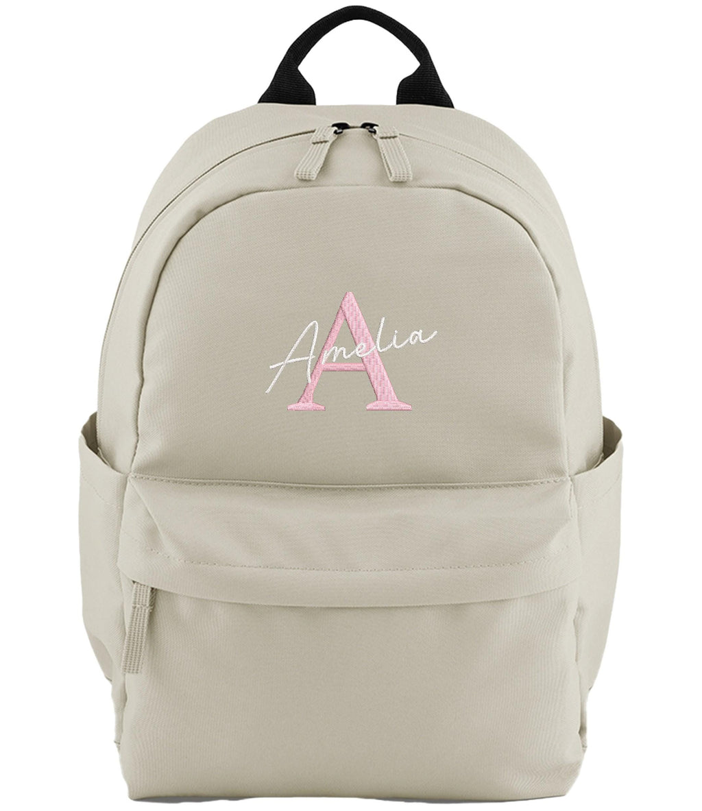 Embroidered Girls Personalised Initial Name Small Backpack Custom Text School Rucksack Nursery Bag