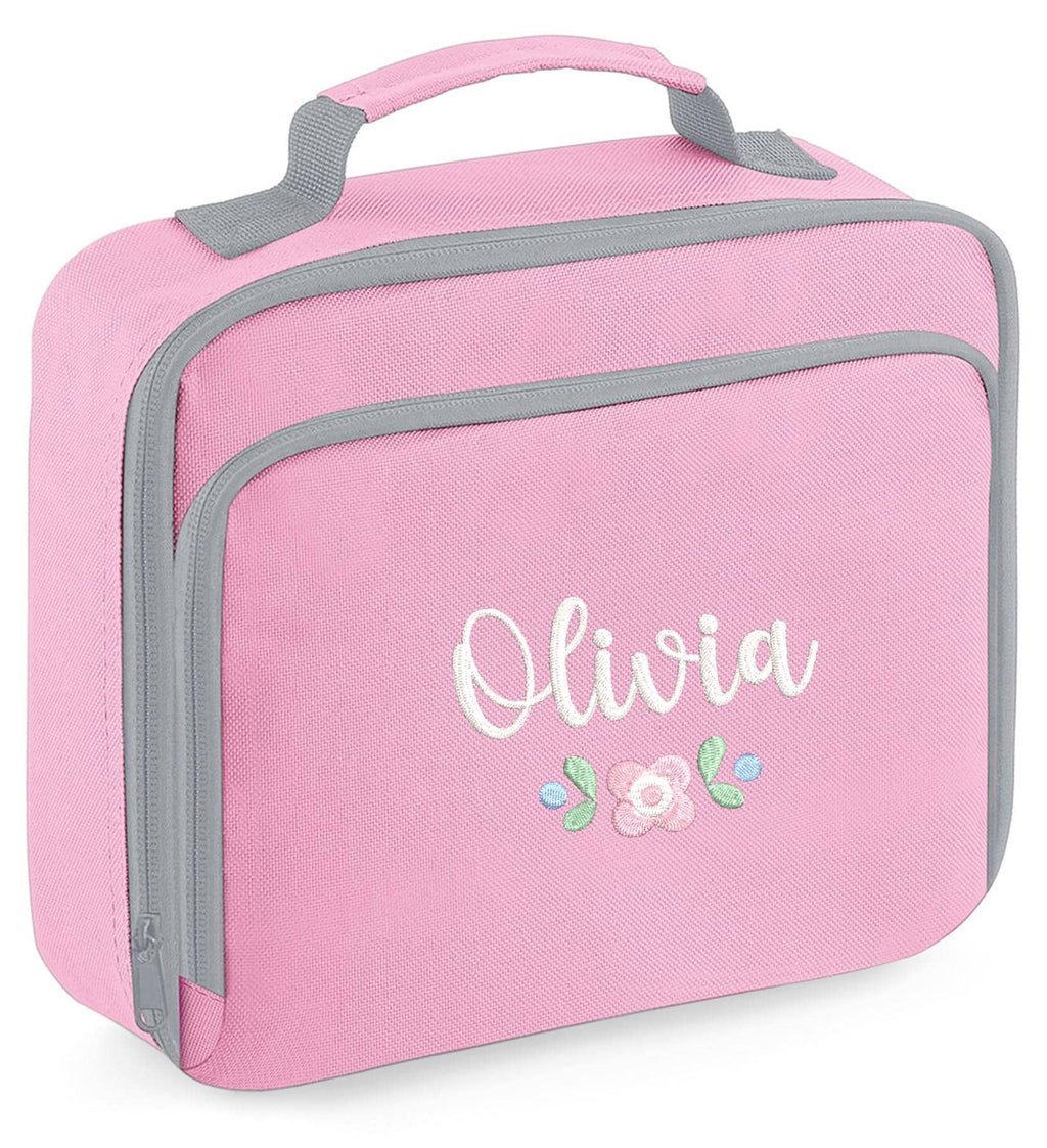 Embroidered Personalised Pink Floral Name Junior Backpack & Lunch Bag Set Girls Custom School Rucksack Nursery Bag