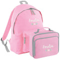 Embroidered Personalised Pink Floral Name Junior Backpack & Lunch Bag Set Girls Custom School Rucksack Nursery Bag