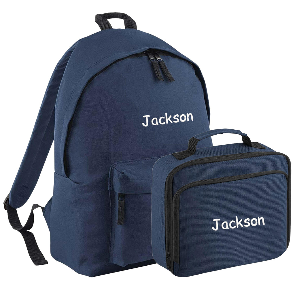 Embroidered Personalised Name Junior Backpack & Lunch Bag Set Girls Boys Custom School Rucksack Nursery Bag