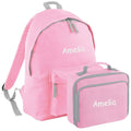 Embroidered Personalised Name Junior Backpack & Lunch Bag Set Girls Pink Custom School Rucksack Nursery Bag
