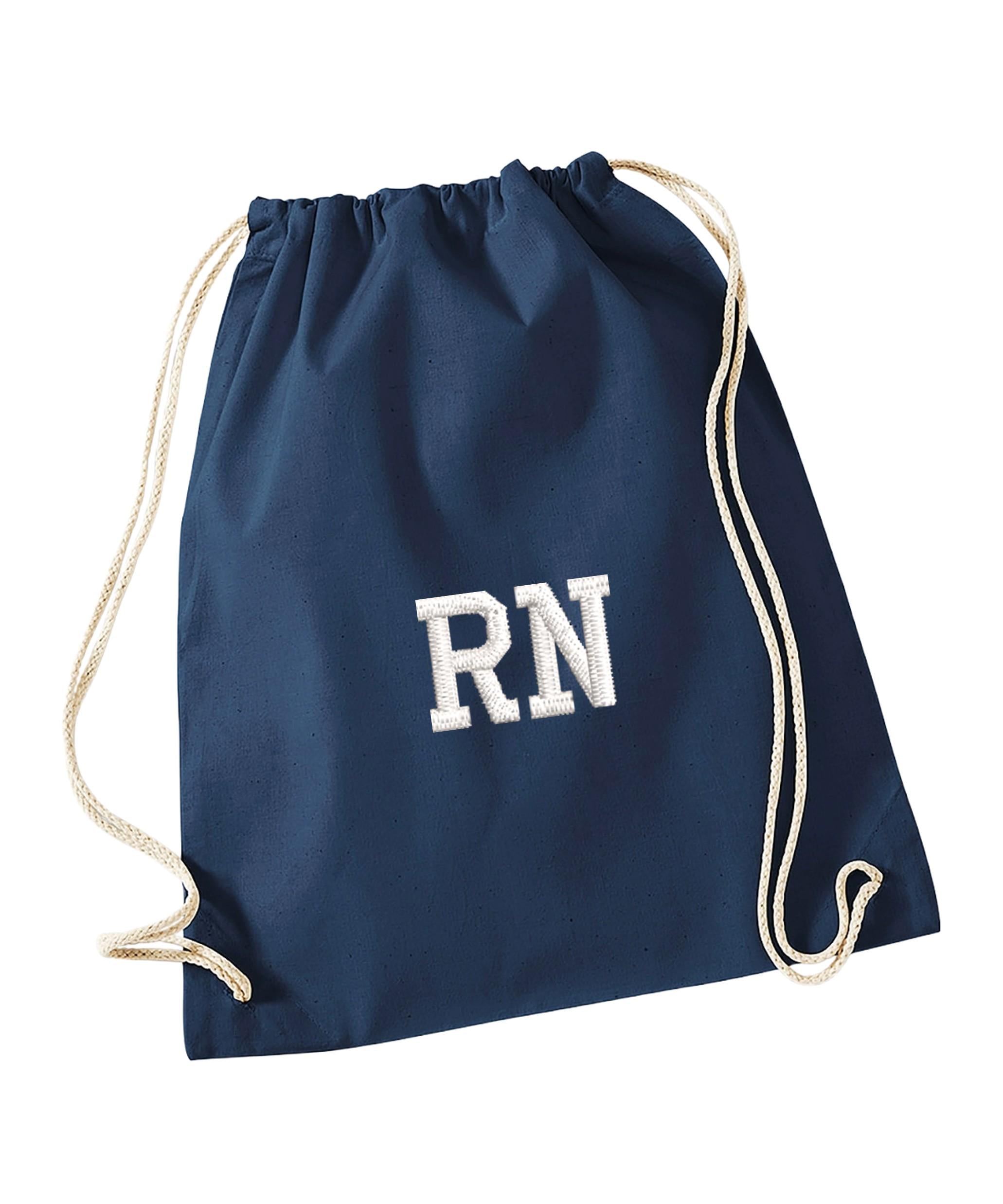 Embroidered Kids Personalised Initials Cotton Gymsac Custom Name Text School PE Kit Rucksack Nursery Bag