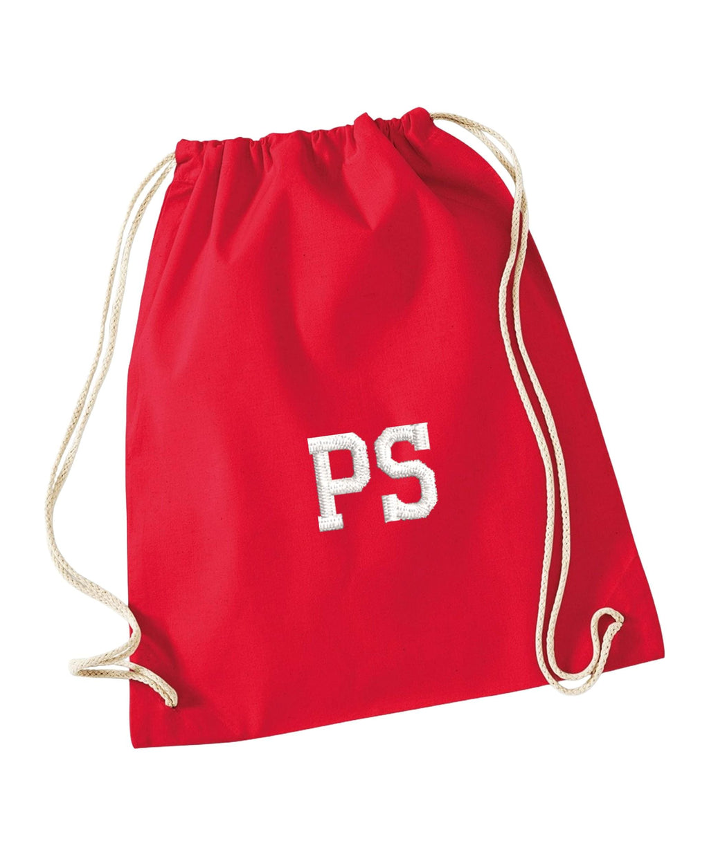 Embroidered Kids Personalised Initials Cotton Gymsac Custom Name Text School PE Kit Rucksack Nursery Bag
