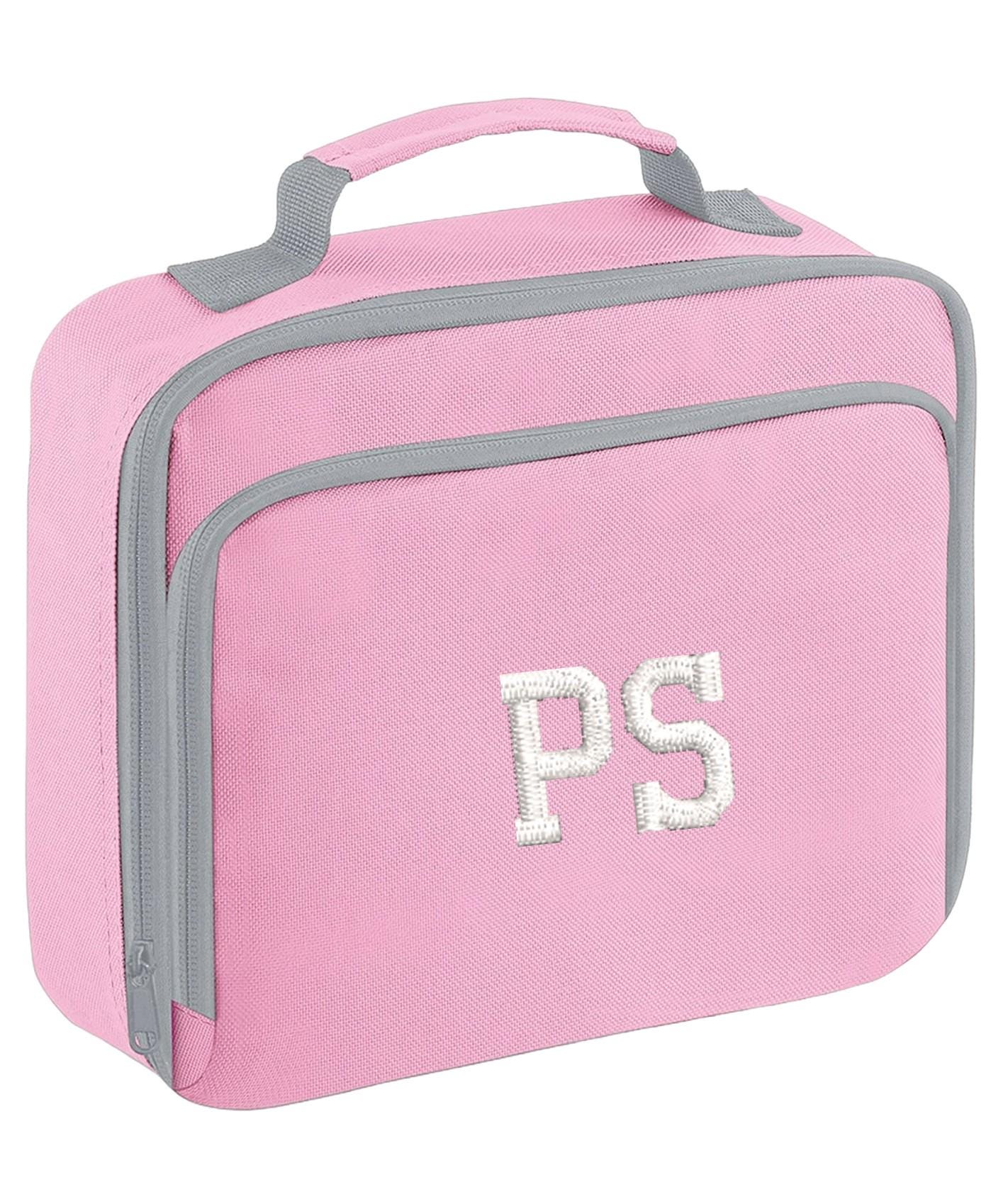 Embroidered Personalised Initials Junior Backpack & Lunch Bag Set Girls Pink Custom Name School Rucksack Nursery Bag
