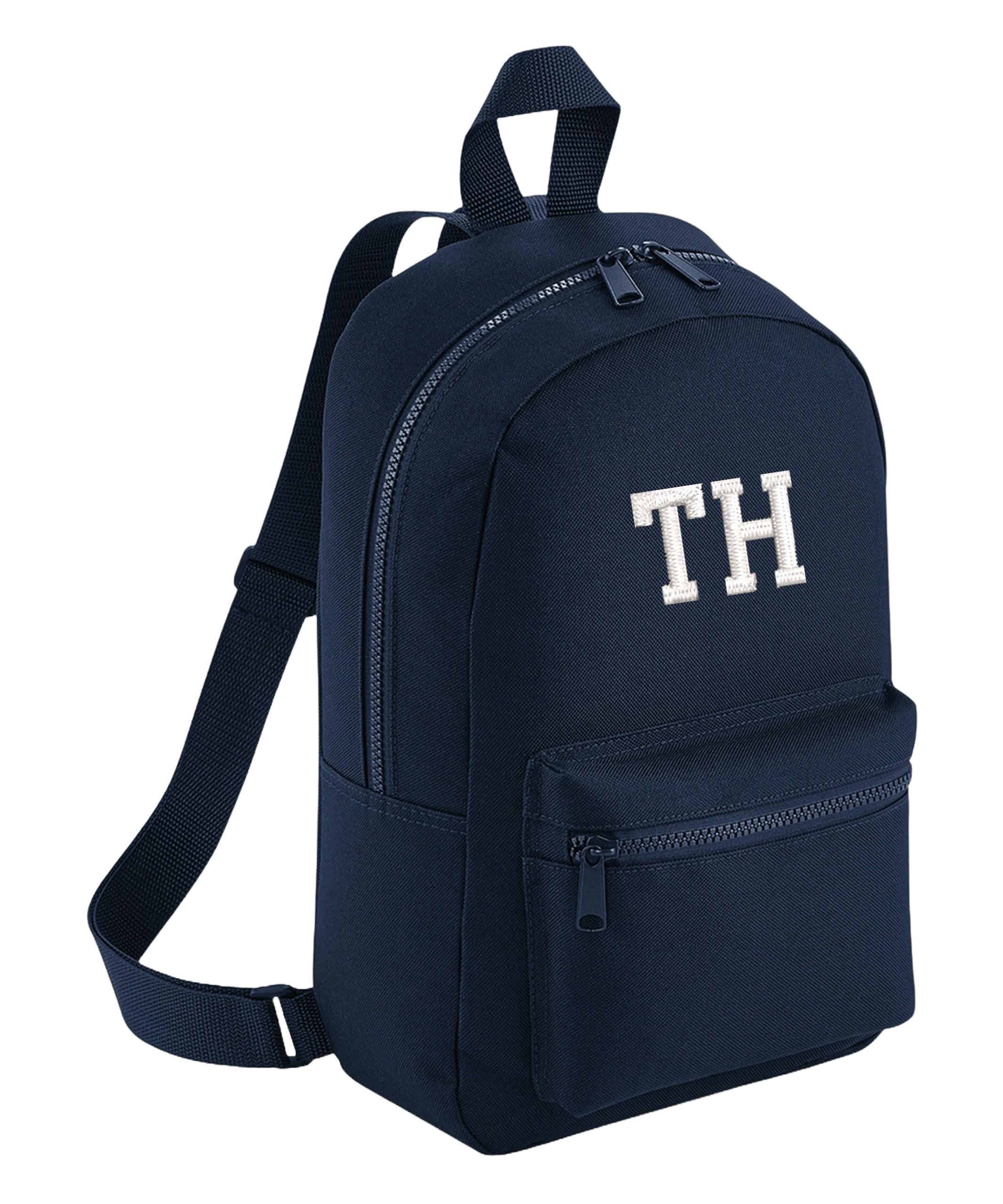 Embroidered Kids Personalised Initials Backpack & Lunch Bag Set Boys Girls Navy Custom Name School Rucksack Nursery Bag