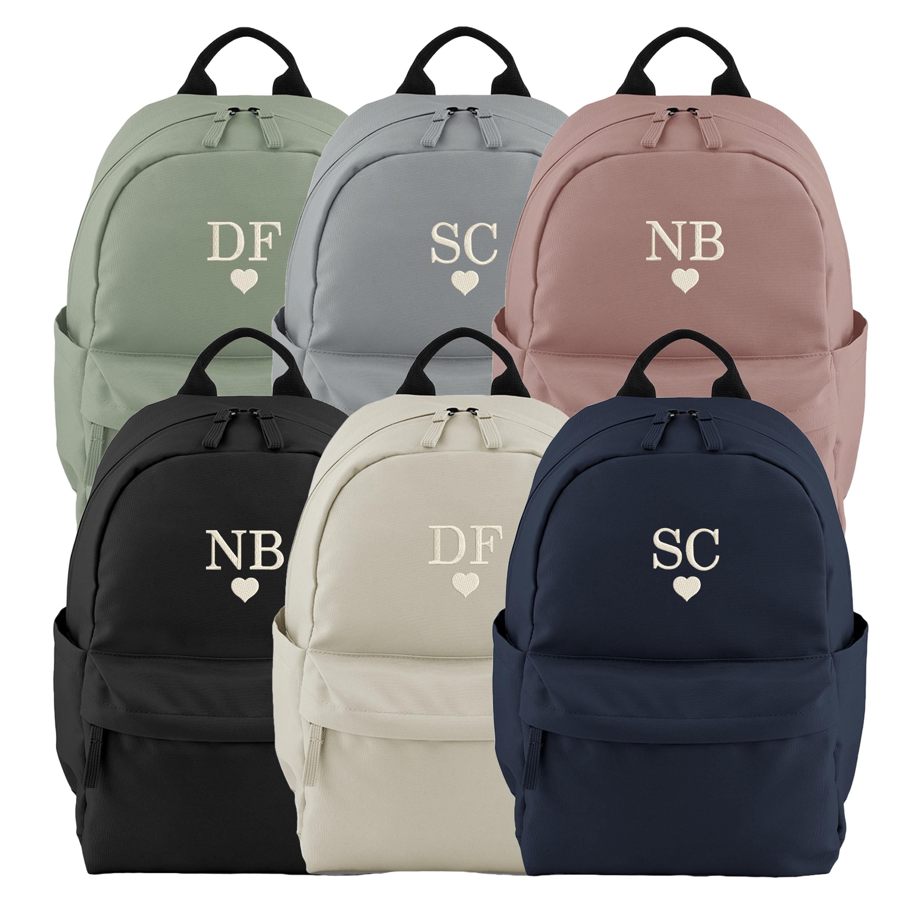 Embroidered Kids Personalised Initials Small Backpack Custom Name Heart Text School Rucksack Nursery Bag