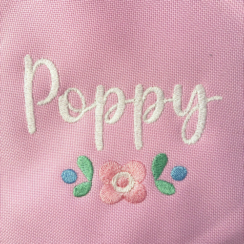 Embroidered Girls Personalised Pink Floral Name Lunch Cool Bag Box Custom Text School Nursery