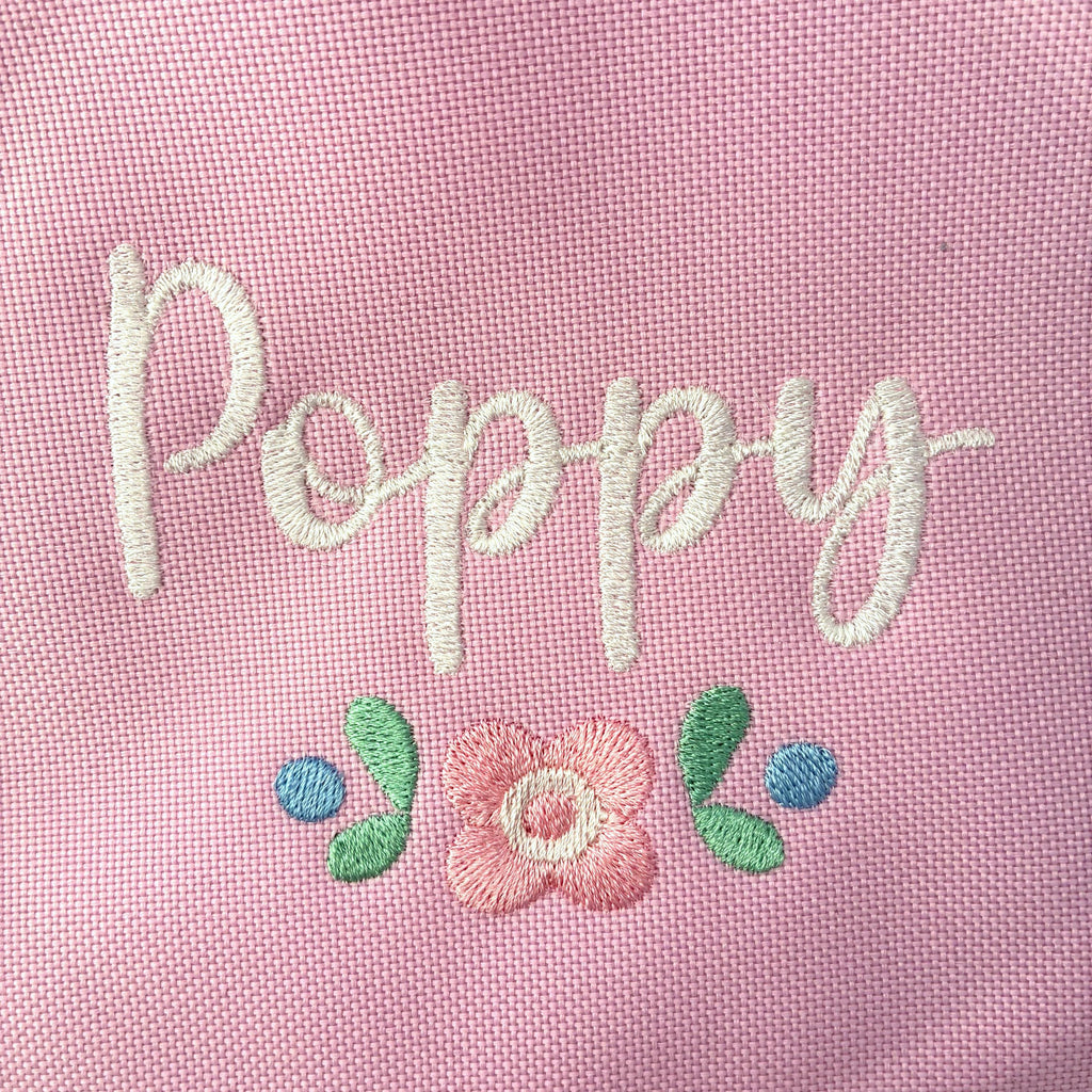 Embroidered Girls Personalised Pink Floral Name Lunch Cool Bag Box Custom Text School Nursery