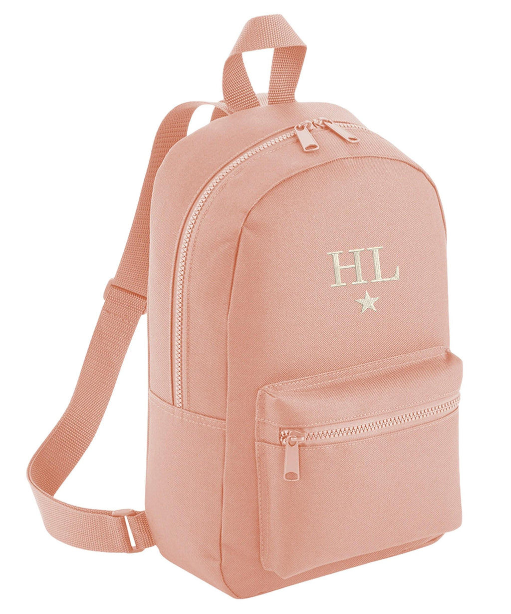 Embroidered Kids Personalised Initials Mini Backpack Custom Name Star Text School Rucksack Nursery Bag