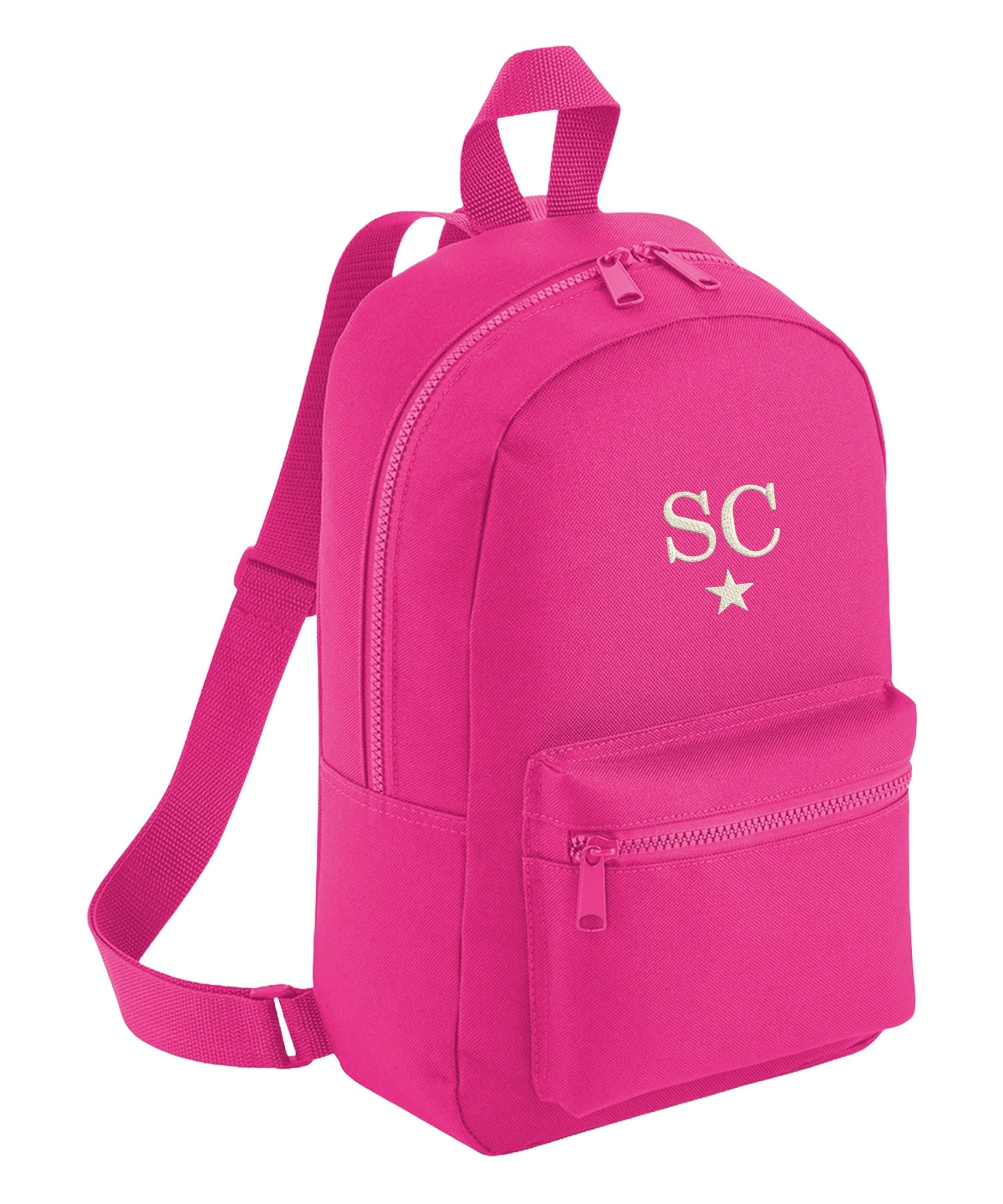 Embroidered Kids Personalised Initials Mini Backpack Custom Name Star Text School Rucksack Nursery Bag