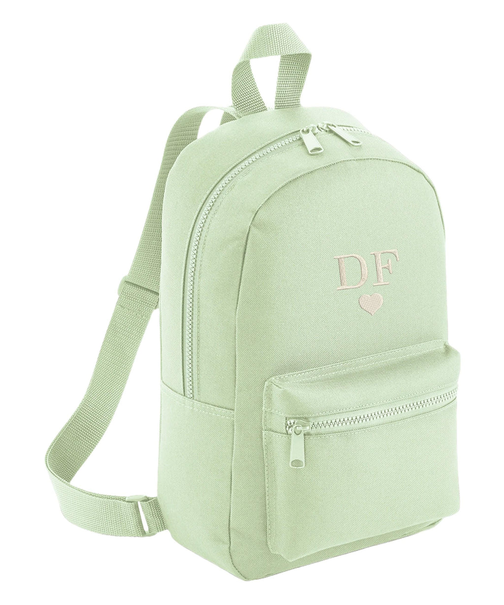 Embroidered Kids Personalised Initials Mini Backpack Custom Name Heart Text School Rucksack Nursery Bag