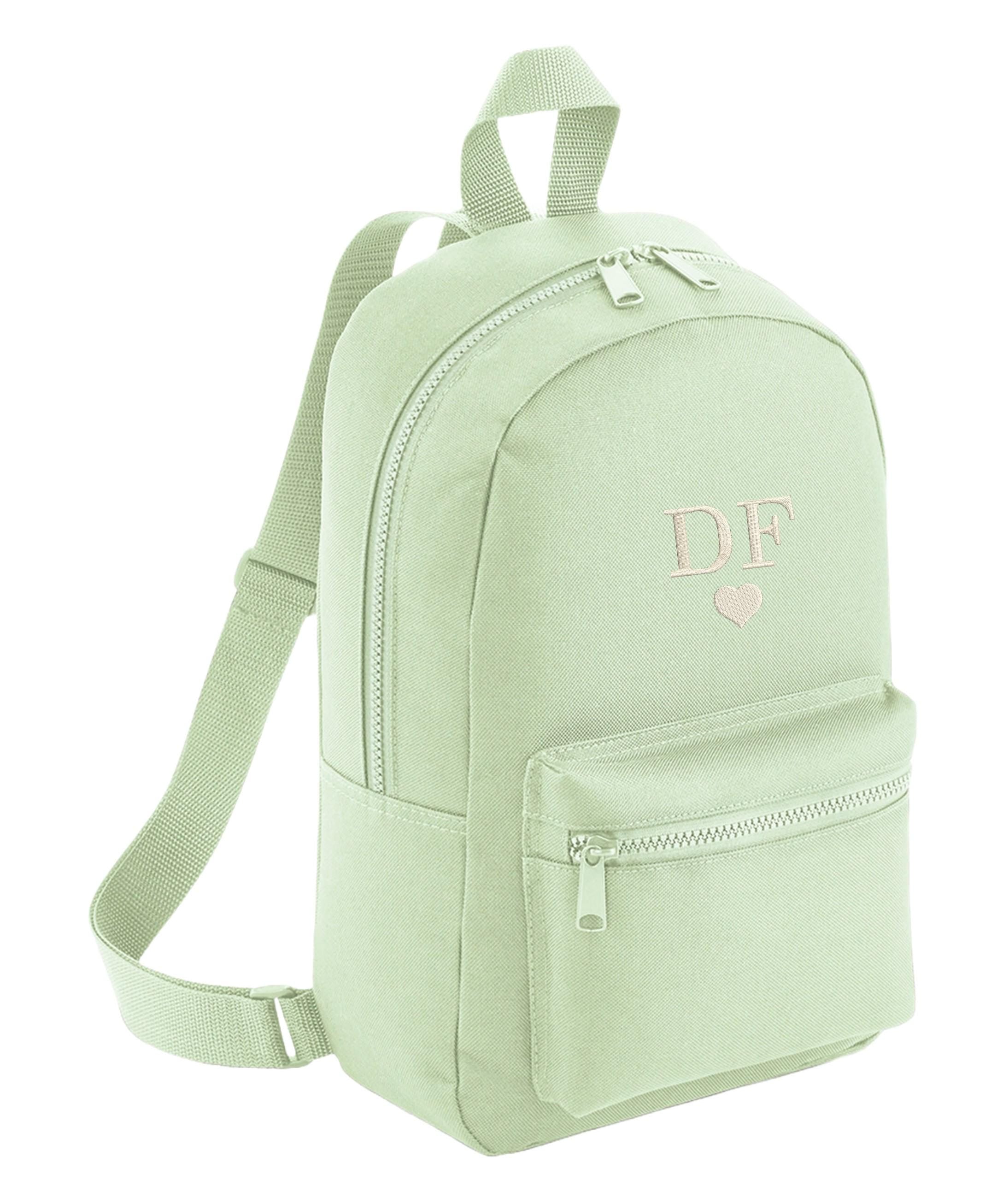 Embroidered Kids Personalised Initials Mini Backpack Custom Name Heart Text School Rucksack Nursery Bag
