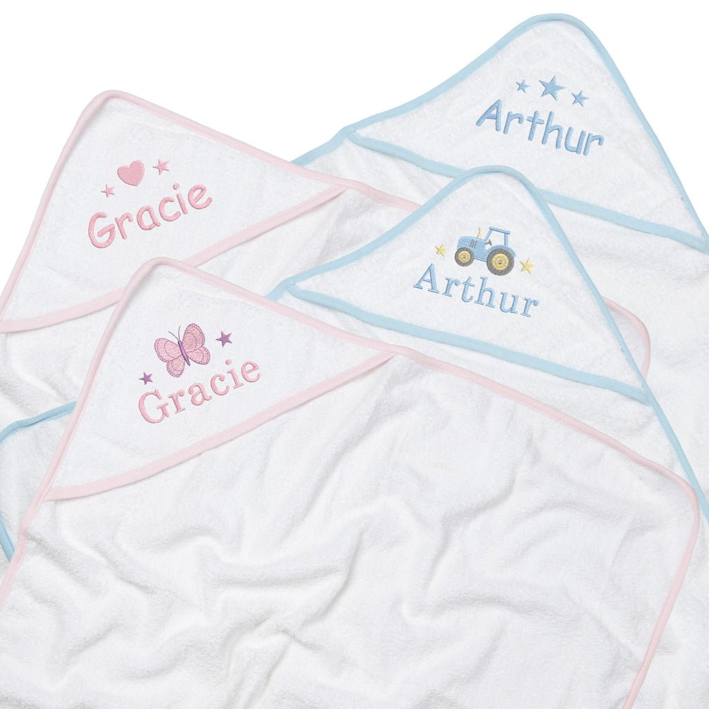 Embroidered Personalised Name Babies Hooded Towel 100% Cotton Newborn Gift